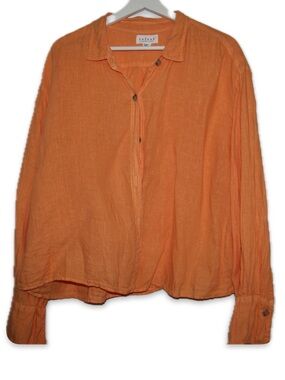 Velvet by Graham & Spencer Orange Linen Button-Up Shirt